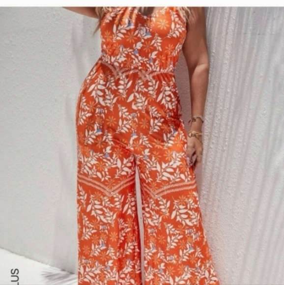NWOT SHEIN 4x gorgeous orange summer jumpsuit - Picture 3 of 8